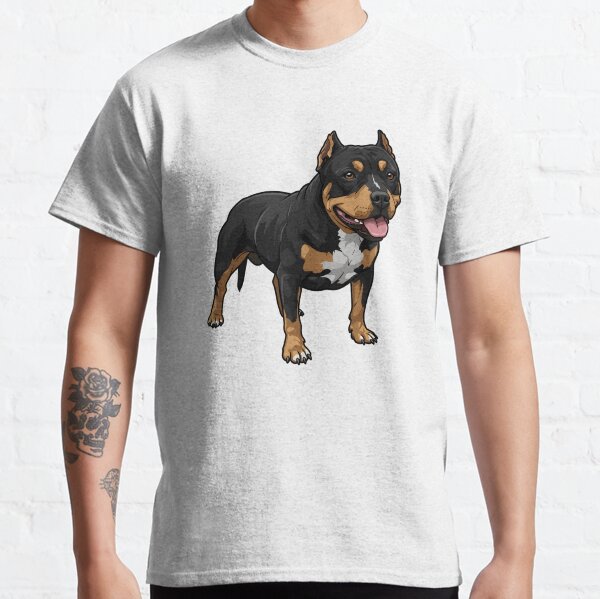 Regal Pit Bull Detailed Dog Art on Silver Background  Classic T-Shirt