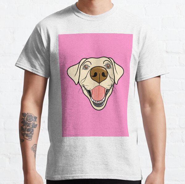 Laughing Golden Labrador Portrait (pink version) Classic T-Shirt