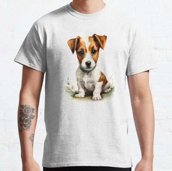 Watercolor Jack Russell Puppy Illustration Classic T-Shirt