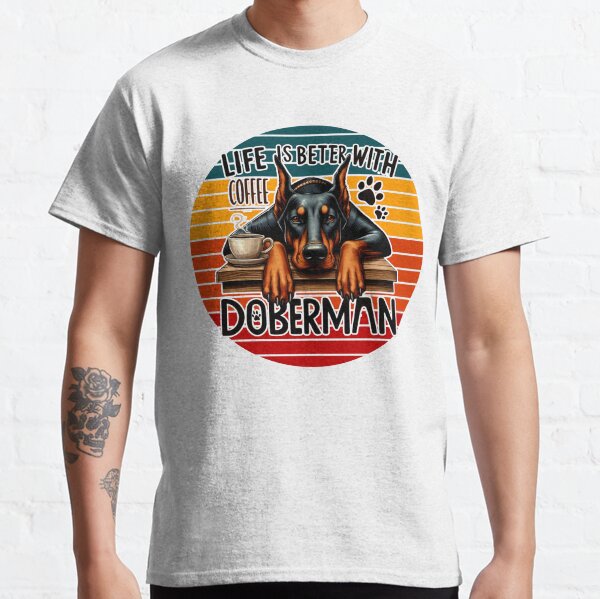 Vintage Style Doberman and Coffee Classic T-Shirt