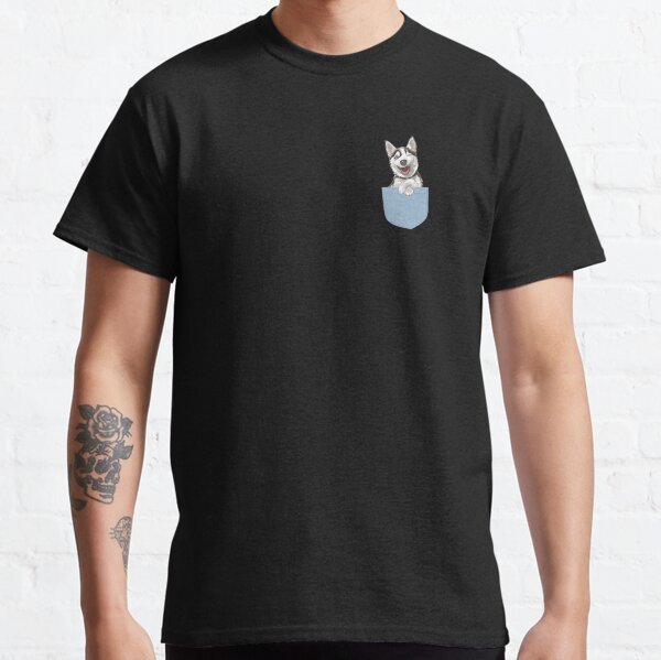 Cute Siberian Husky Dog In A Pocket Dog Lover Classic T-Shirt
