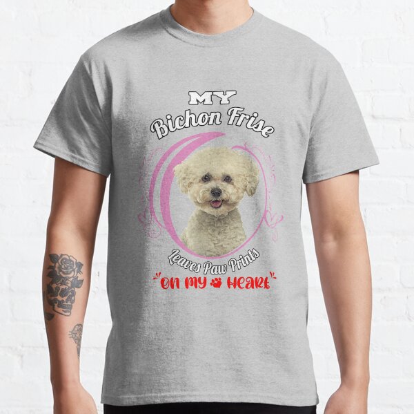 Bichon Frise Dog Owner Paw Prints On My Heart Design Classic T-Shirt