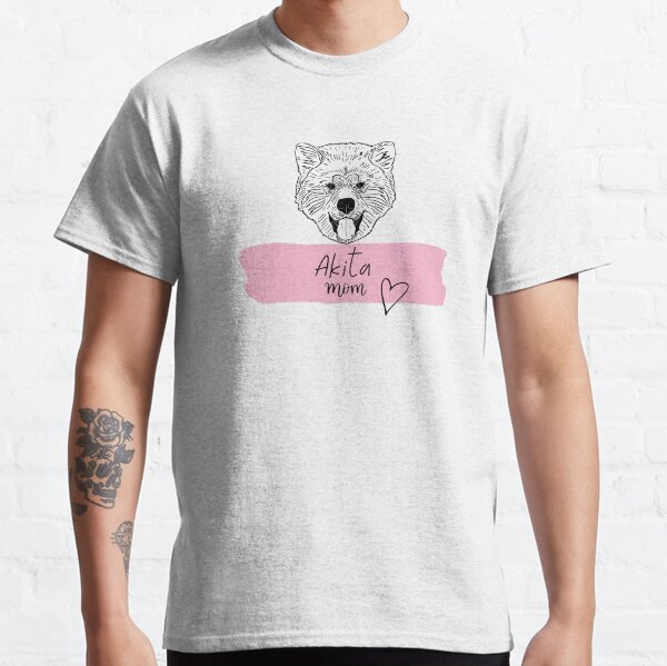 Akita Dog Mum Line Art - Pink Design Classic T-Shirt