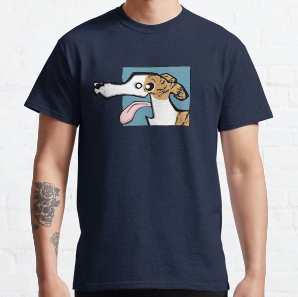 Greyhound - Light Brindle and White (Face) BLUE BG Classic T-Shirt