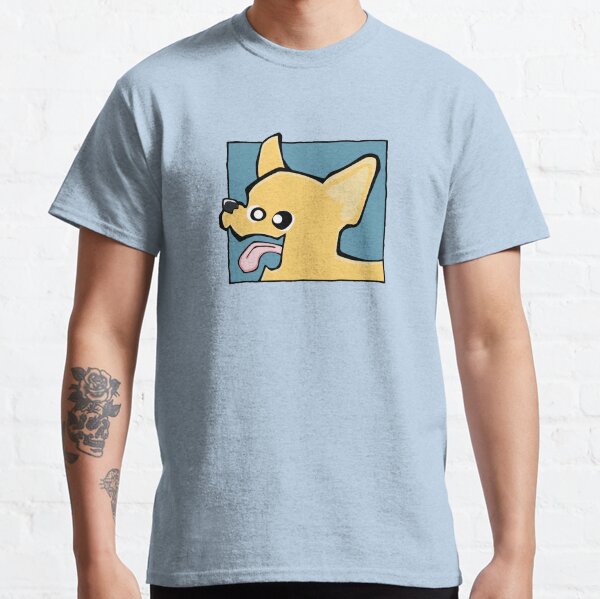 Chihuahua - Short Hair - Cream (Face) BLUE BG Classic T-Shirt