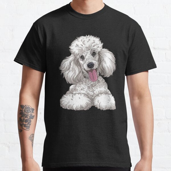 Elegant White Poodle Illustration - Cute and Stylish Dog Art Classic T-Shirt