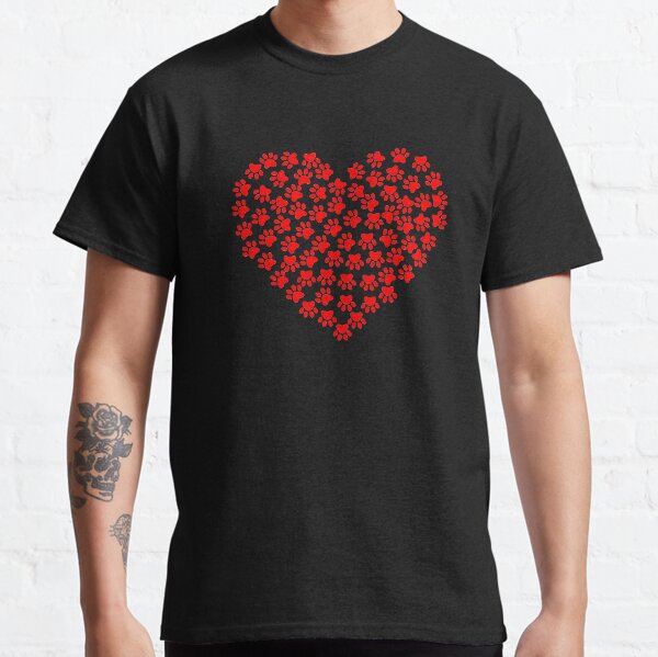 Heart Paw Dog Lover Girls Women Valentines Day Classic T-Shirt