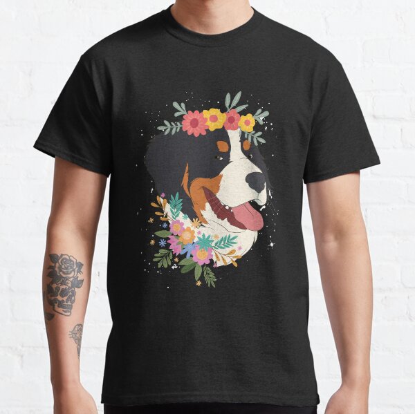 Flower Crown Animal Dog Breed Bernese Mountain Dog Classic T-Shirt