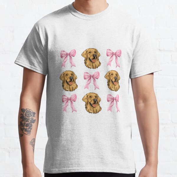Golden Retriever Dog Pink Bow Cute Baby Gift Classic T-Shirt