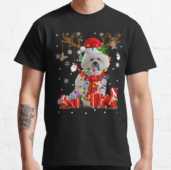 Funny Bichon Frise Dog Reindeer Christmas Light Dog Lover Classic T-Shirt