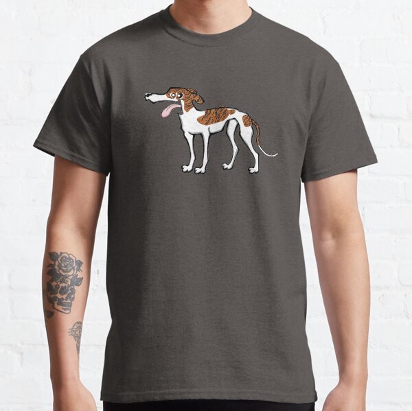Greyhound - Dark Brindle and White (Full Body) YELLOW BG Classic T-Shirt