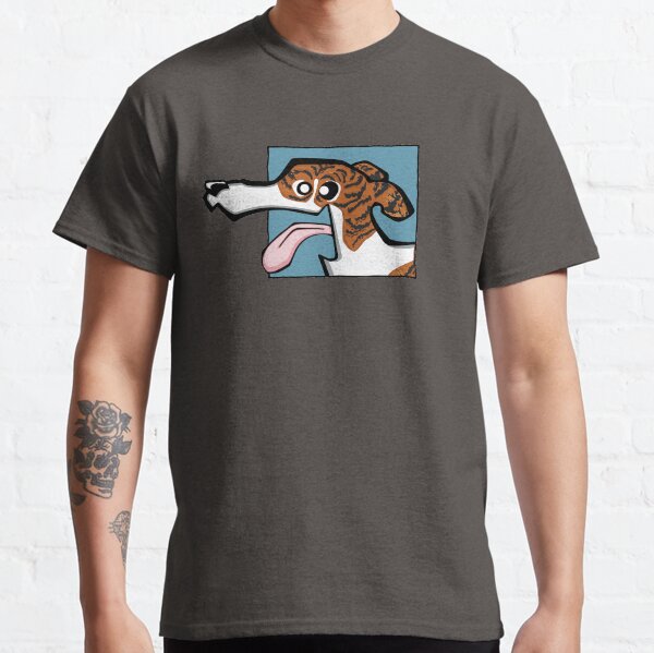 Greyhound - Dark Brindle and White (Face) BLUE BG Classic T-Shirt