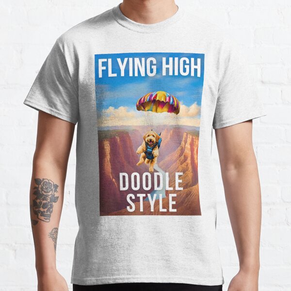 Flying High Doodle Style Goldendoodle Skydiving Over the Grand Canyon Classic T-Shirt
