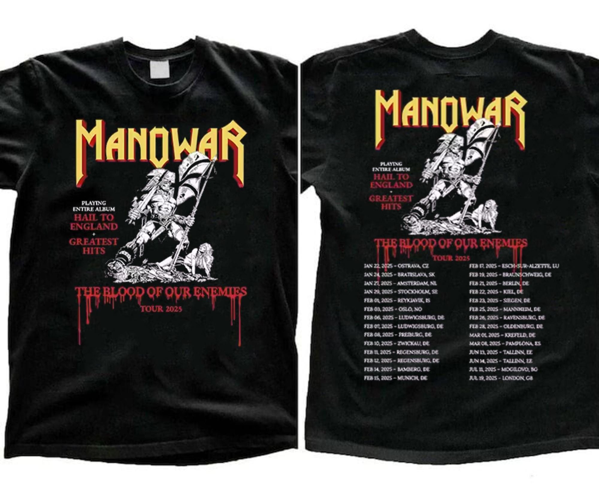Manowar Tour 2025 Shirt  Heavy Metal Band Shirt For Fans  Unisex Concert Tee, Sweatshirt & Hoodie  Manowar Tour 2025 With Tour Date