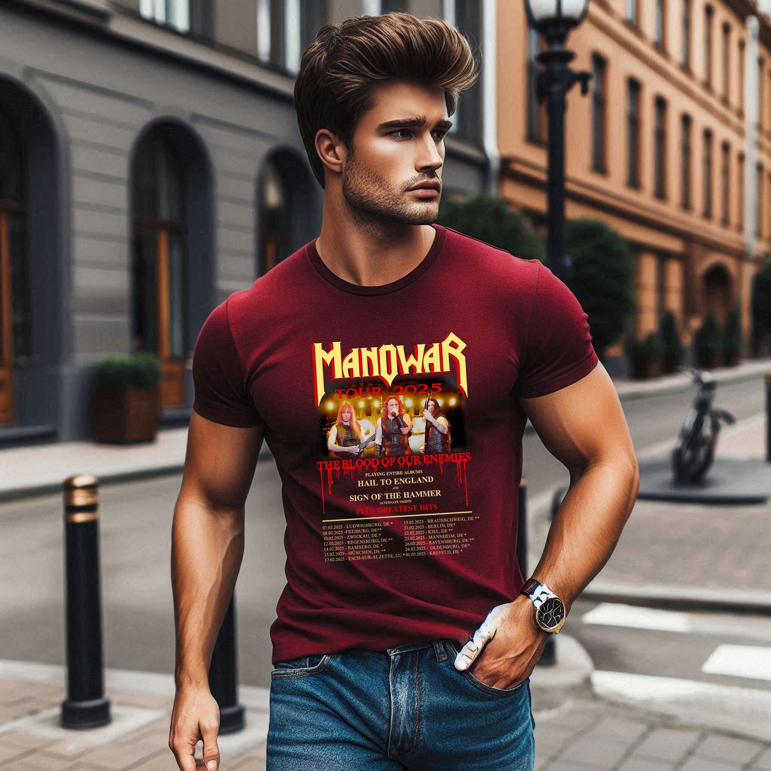 Manowar Tour 2025 Shirt With Tour Dates, Heavy Metal Band Shirt