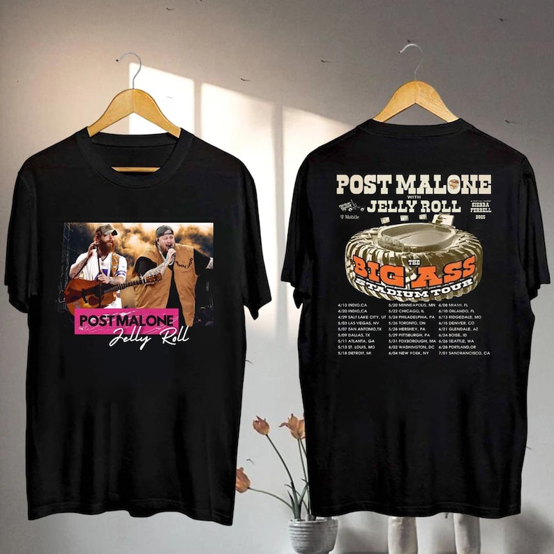 Post Malone Vs Jelly Roll Tour 2025 Shirt, Post Malone Big Ass Stadium Tour Shirt, Post Malone Fan Gift, Post Malone Concert, Jelly Roll Tee