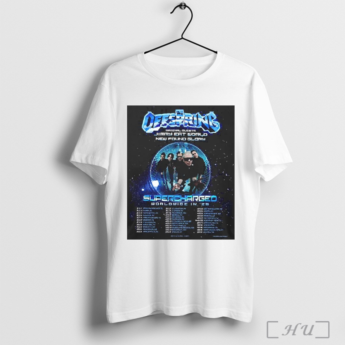 Trendy The Offspring Supercharged Worldwide In 25 Tour With Special Guests Jimmy Eat World And Found Glory Dates List 2025 Shirt