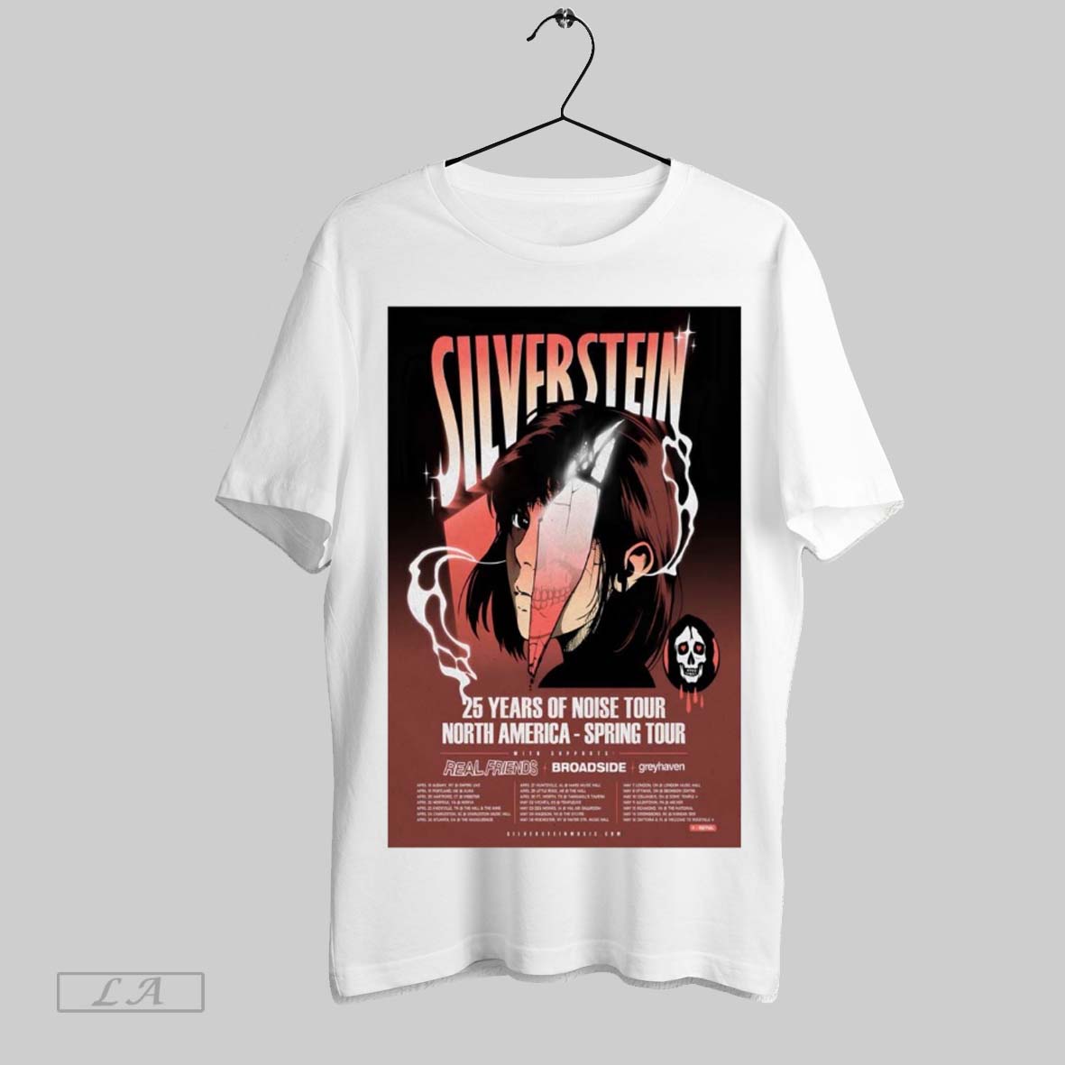 Top Poster Silverstein 25 Years Of Noise Tour North American Spring Tour 2025 Real Friends Broadside Shirt Hoodie Shirt