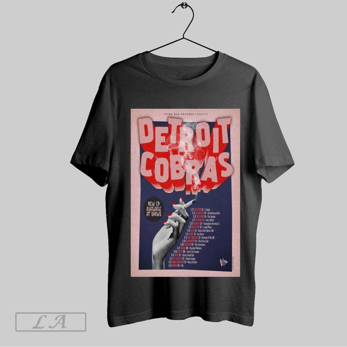 Top Poster Third Man Records Presents Detroit Cobras Spring Tour 2025 5 23 San Diego Ca Casbah 5 24 Los Angeles Ca The Redwood Bar Shirt
