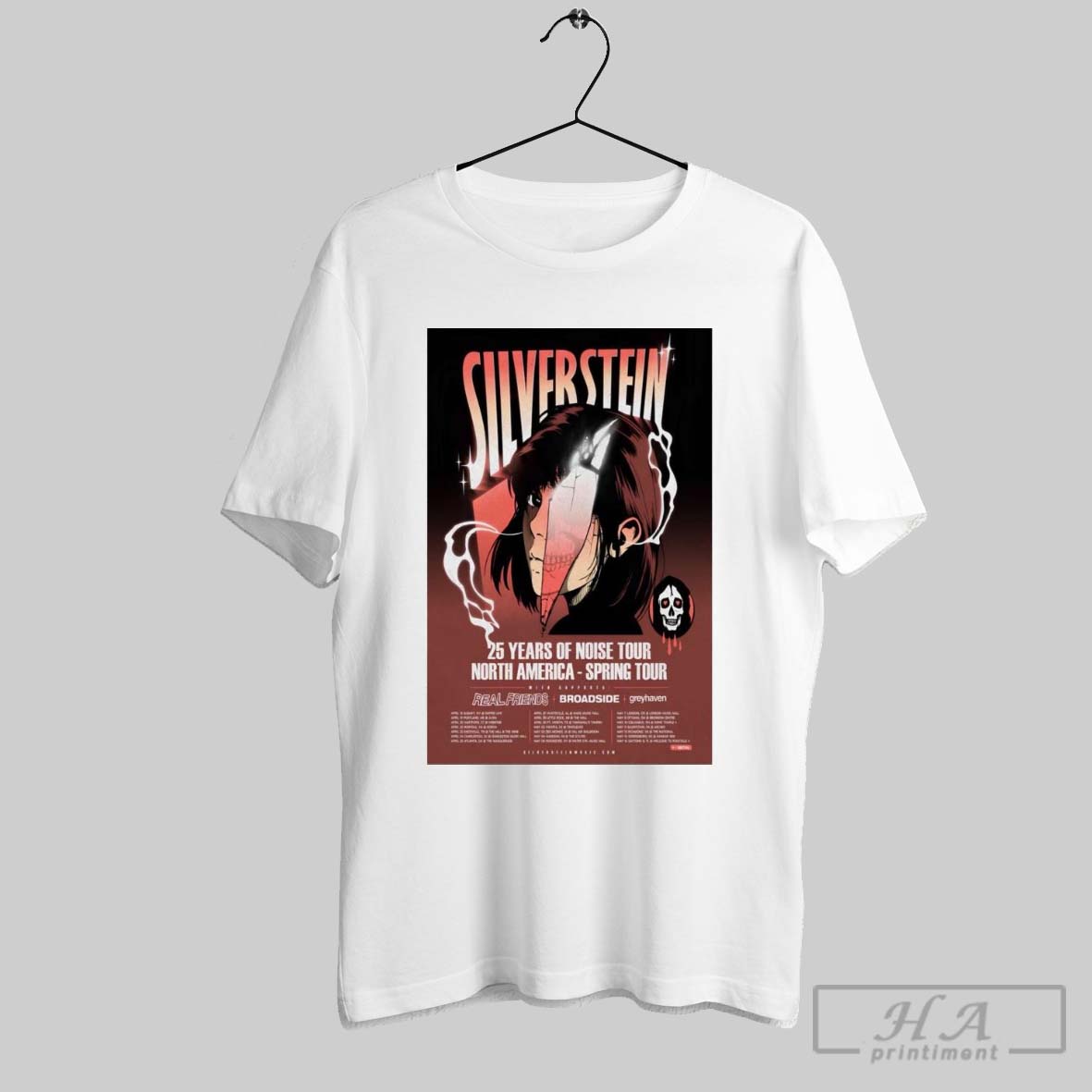 Official Poster Silverstein 25 Years Of Noise Tour North American Spring Tour 2025 Real Friends Broadside Painting Shirt