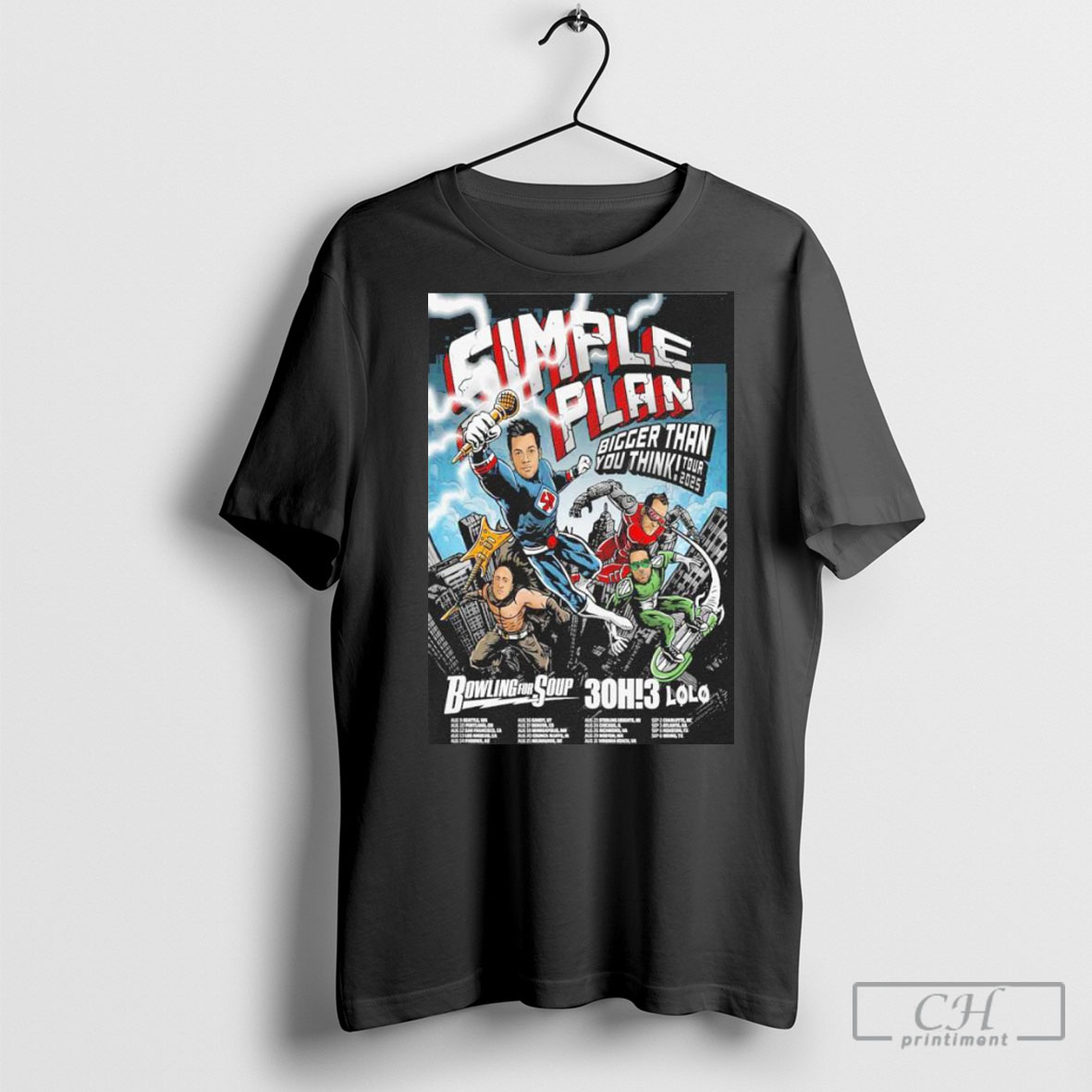 Official Simple Plan Bigger Than You Think Tour 2025 Poster Shirt