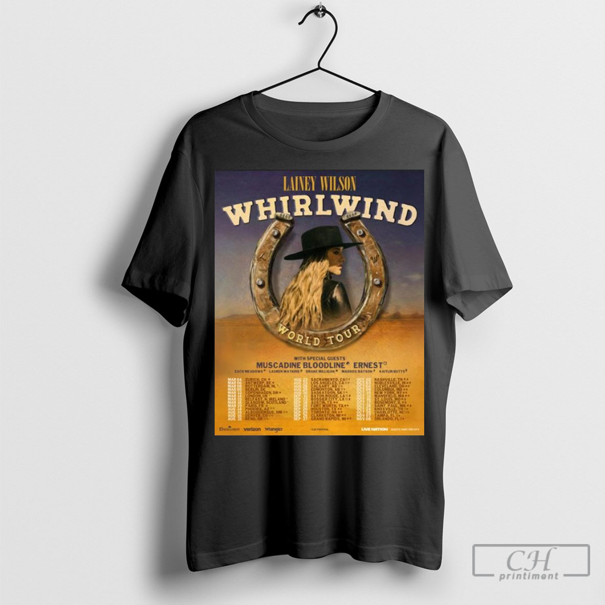 Official Lainey Wilson Announces 2025 Whirlwind World Tour Poster Merch Shirt