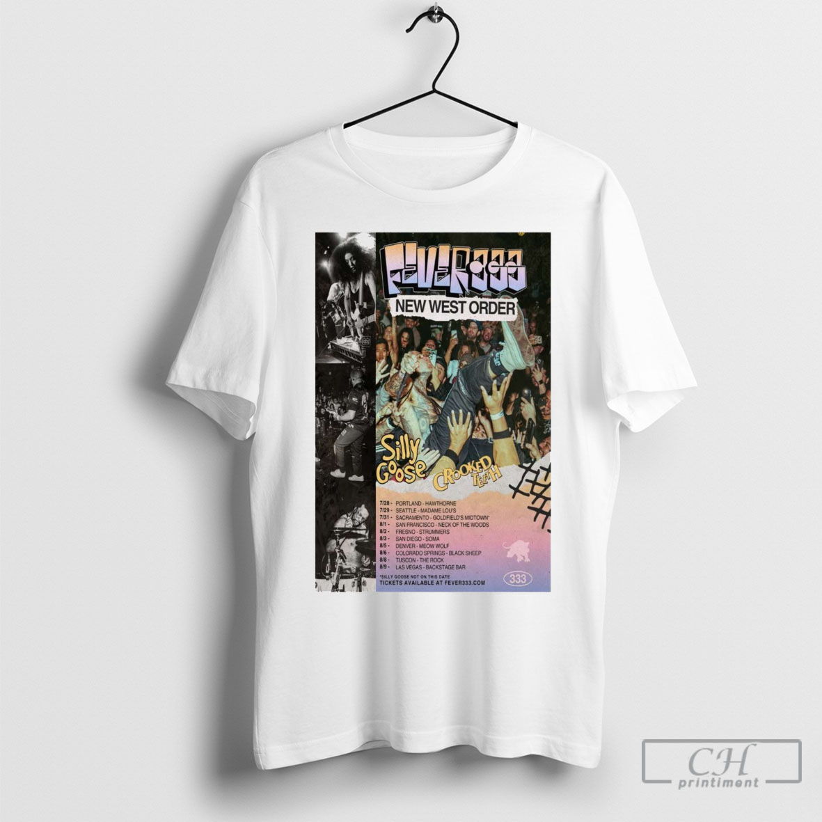 Fever 333 West Coast Summer Tour 2025 West Order Silly Goose Crooked Teeth 7 28 Portland Hawthorne Shirt