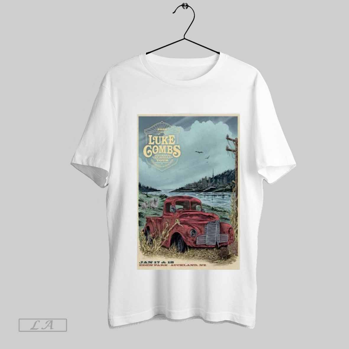 Top Luke Combs Jan 17 18 2025 Eden Park Auckland Nz Poster Tour Shirt