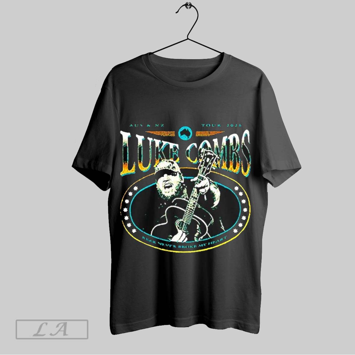 Top Luke Combs Australia And Zealand Tour 2025 Beer Never Broke My Heart Portrait Shirt