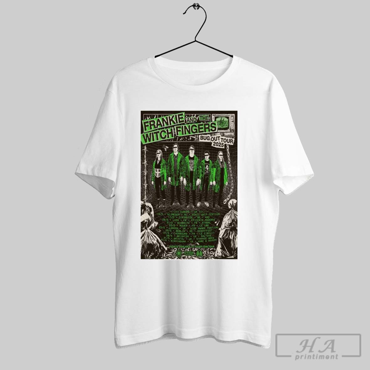 Poster Frankie And The Witch Fingers Bug Out Eu Uk Tour 2025 16 5 Nijmegen Nl 17 5 Diksmuide Shirt
