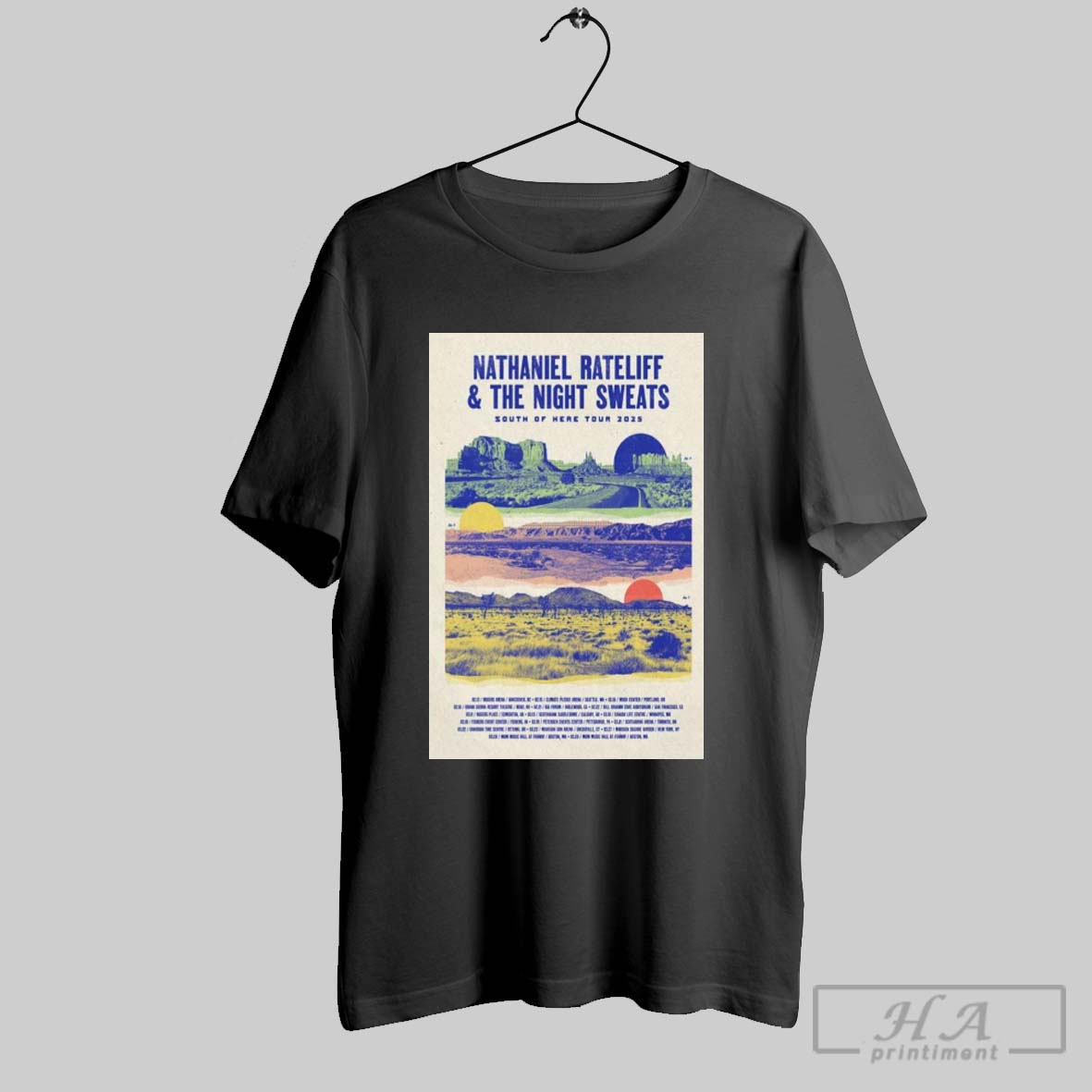 Poster Nathaniel Rateliff And The Night Sweats South Of Here Tour 2025 Shirt