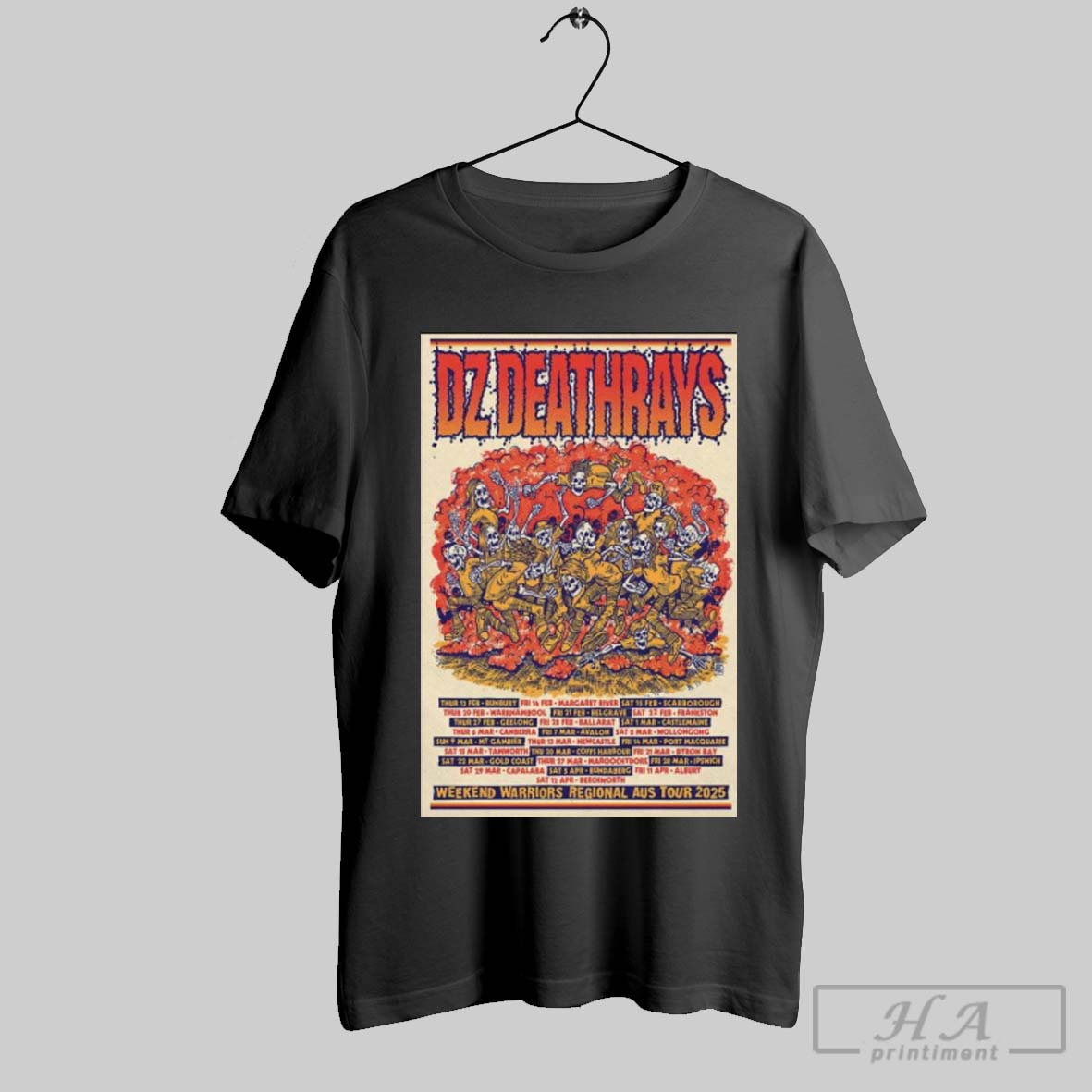 Poster Dz Deathrays Weekend Warriors Regional Aus Tour 2025 Shirt