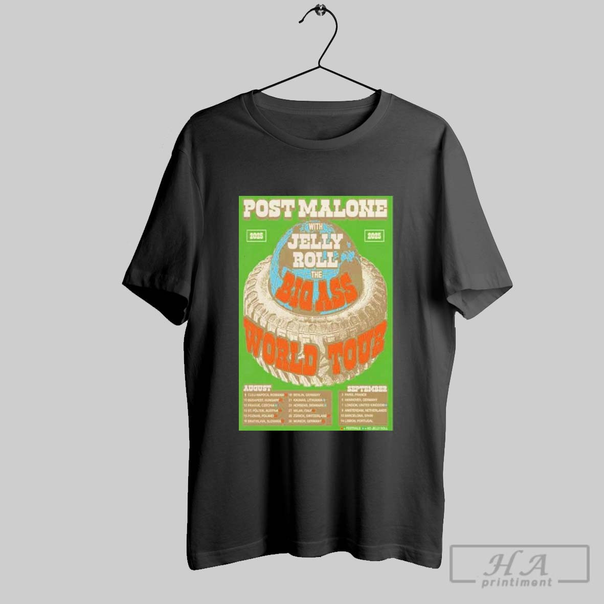 Post Malone Jelly Roll Big Ass World Tour 2025 Dates Poster Shirt