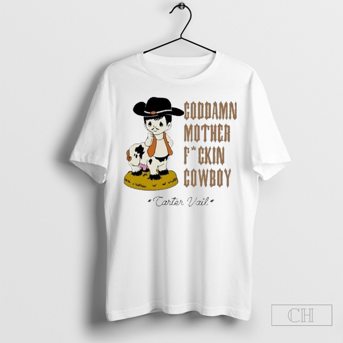 Official Carter Vail Goddamn Mfin Cowboy Ukeu Tour 2025 Cow Shirt