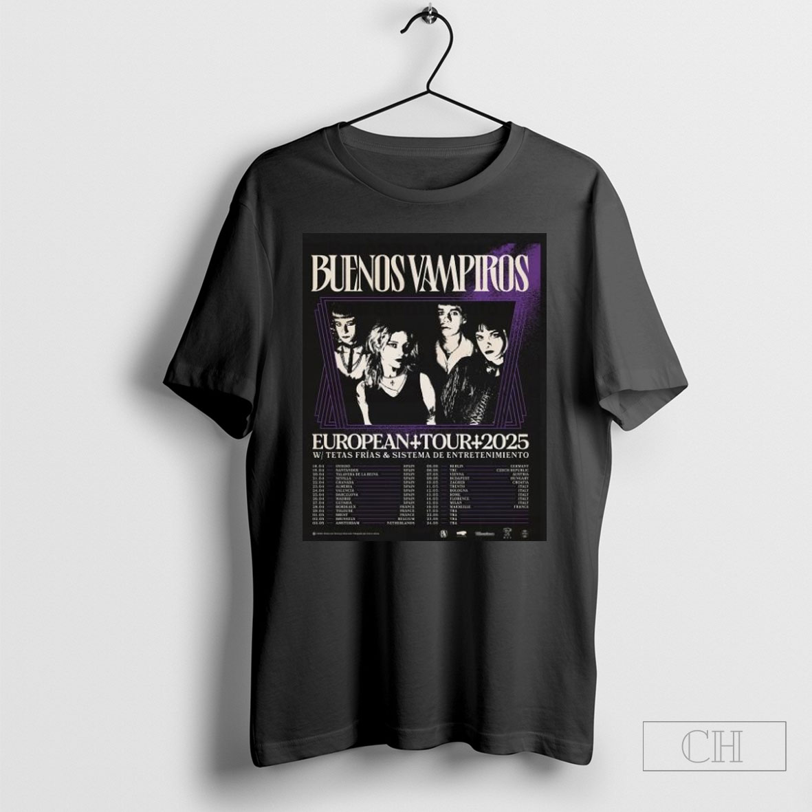 Official Buenos Vampiros European Tour 2025 Tetas Frias And Sistema De Entretenimiento Shirt