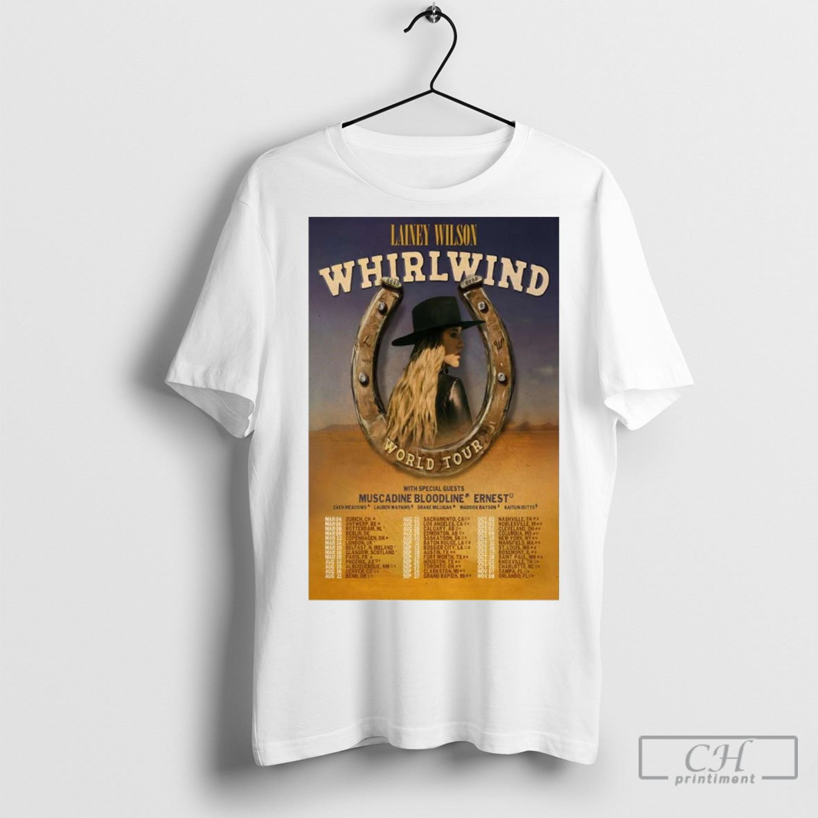 Lainey Wilson Whirlwind World Tour 2025 With Special Guest Muscadine Bloodline Ernesshirt Poster Ornaments