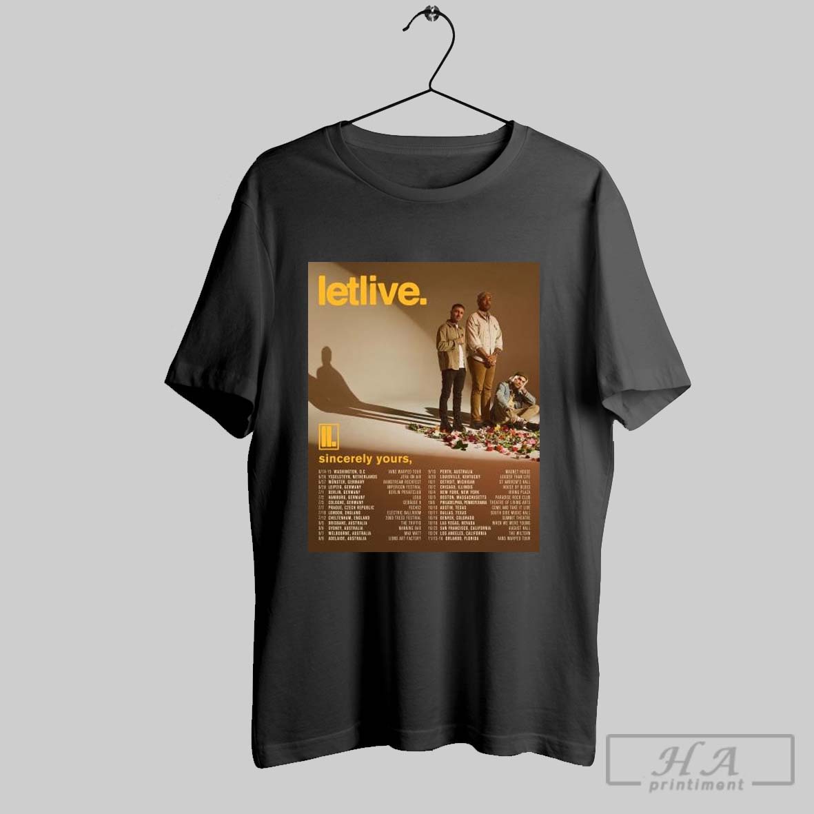 Letlive Sincerely Yours Tour 2025 Tour Dates Shirt