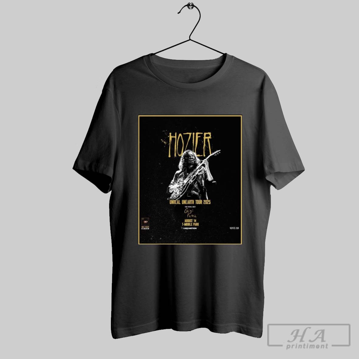 Hozier Unreal Unearth Tour 2025 Plus Special Guest Gigi Perez August 14 T Mobile Park Live Nation Poster Shirt