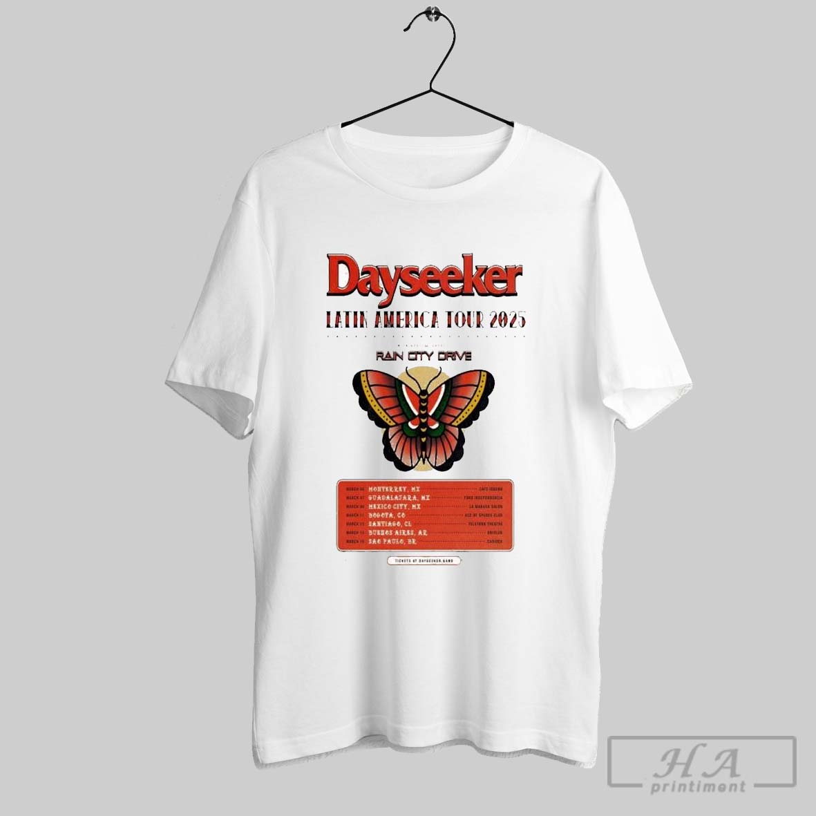 Dayseeker Latin America Tour 2025 Rain City Drive Shirt