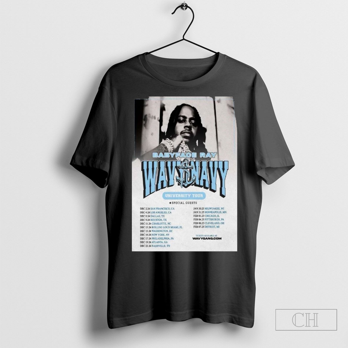 Babyface Ray Wavy Navy 2025 Poster University Tour Shirt