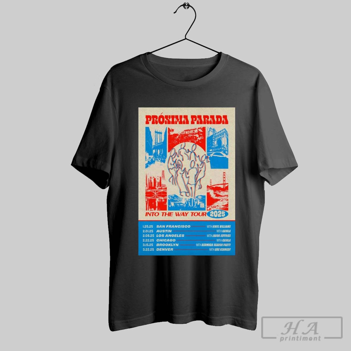 Official Poster Proxima Parada 2025 Into The Way Tour 1 25 25 San Francisco With Vinyl Williams Shirt
