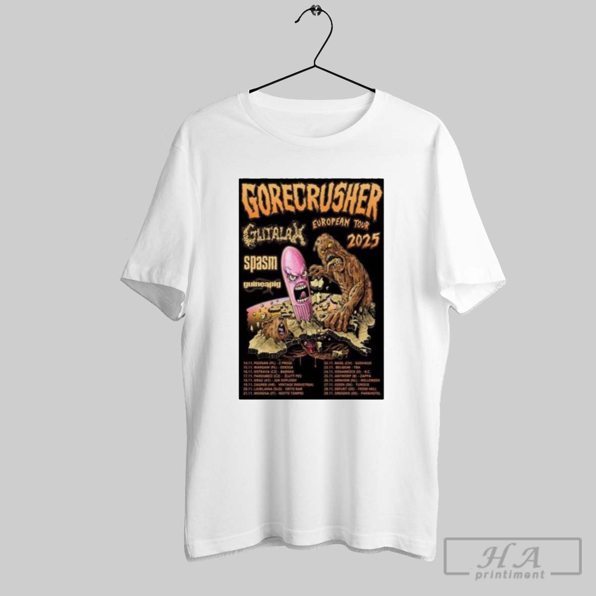 Official Gutalax Band European Tour 2025 Custom Prints Store Shirt