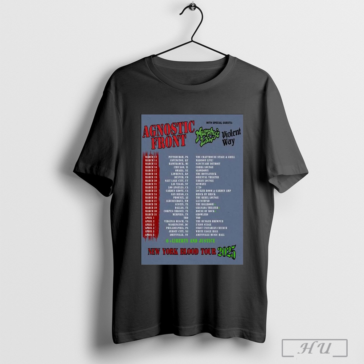 Agnostic Front York Blood Tour 2025 Poster Shirt