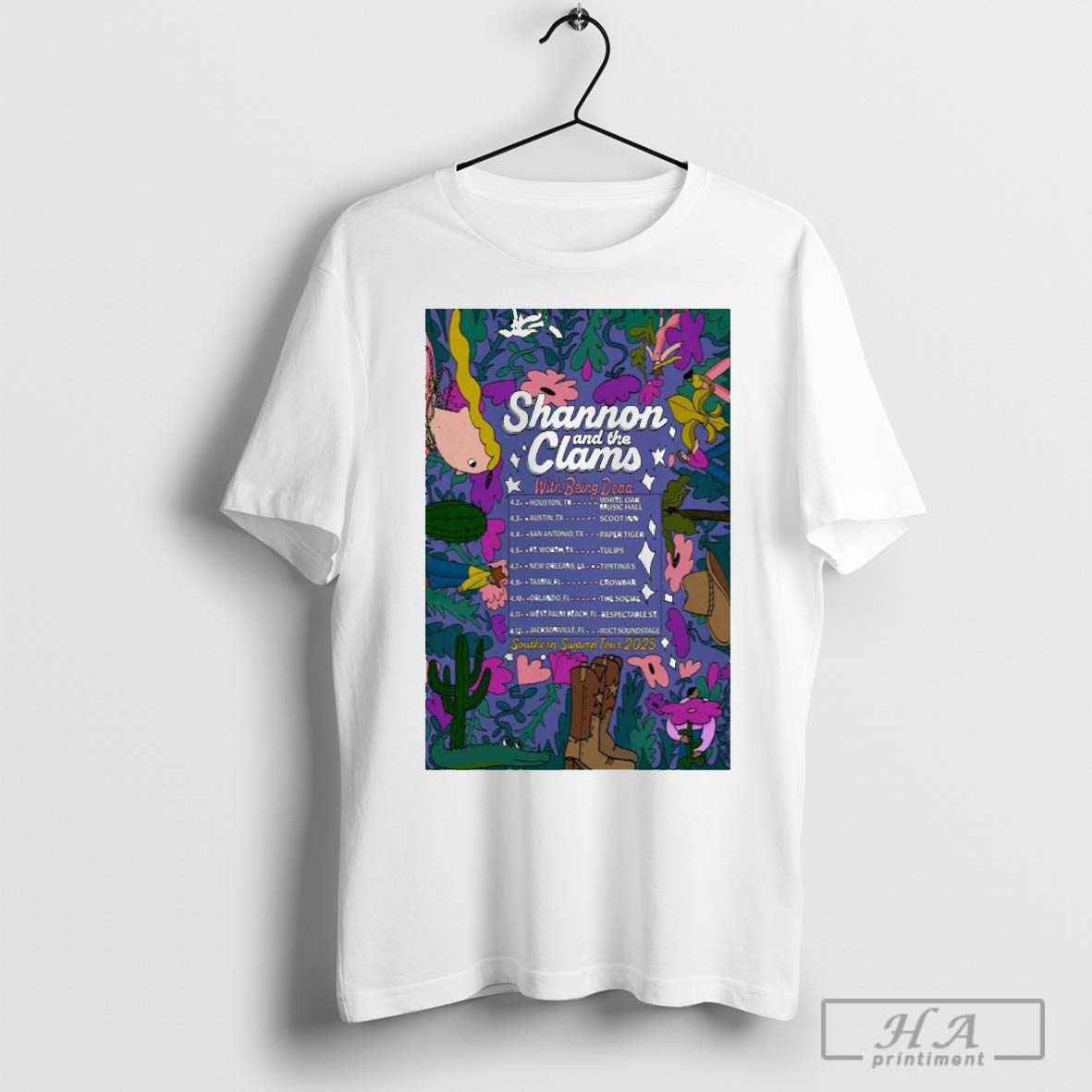 Official Poster Shannon And The Clams Tour Southern Swamp 2025 Shirt