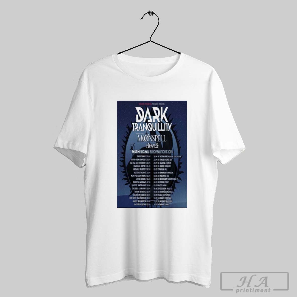 Dark Tranquillity Moonspell Hiraes Endtime Signals European Tour 2025 Poster Shirt