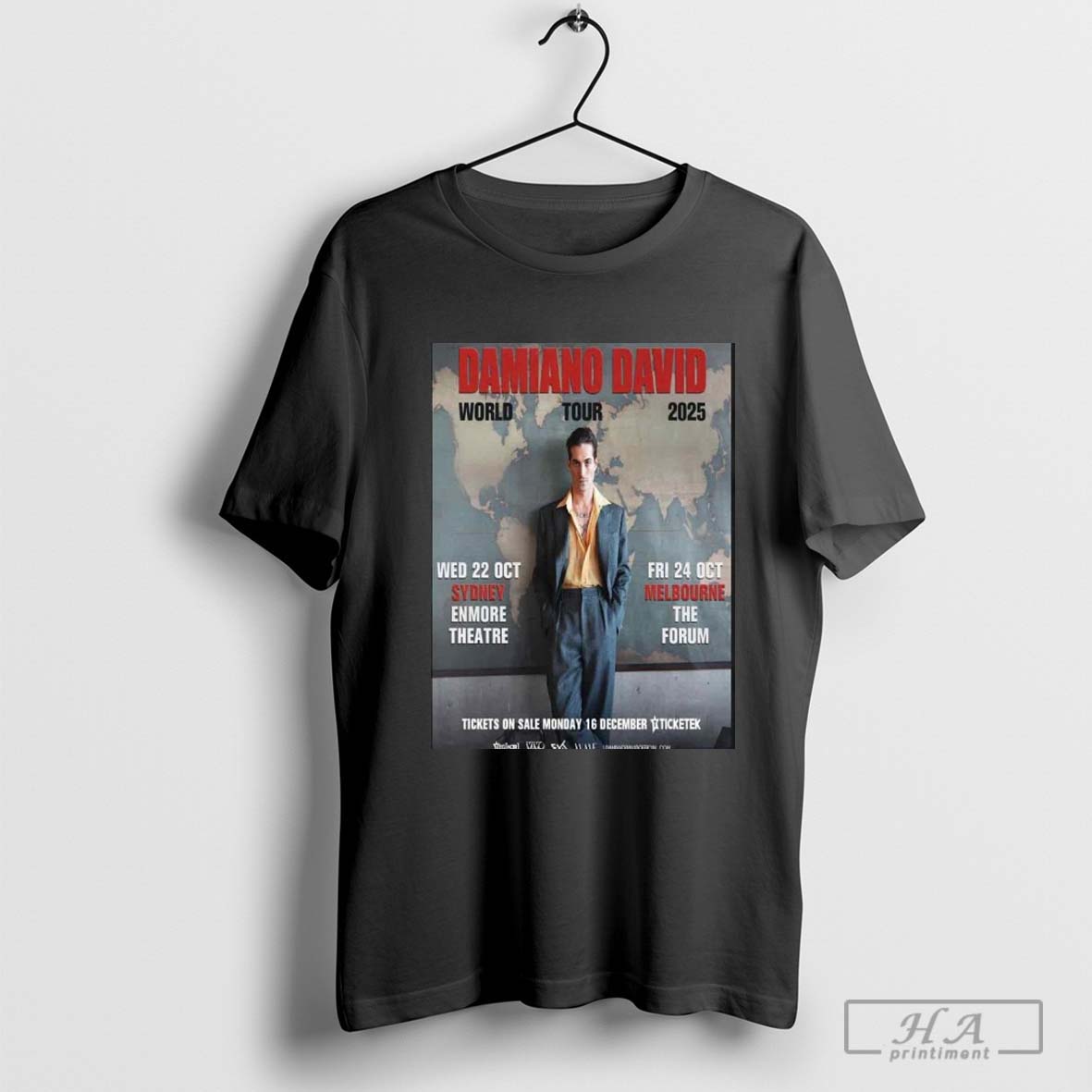 Damiano David World Tour 2025 On Wed 22 Oct In Sydney And Fir 24 Oct In Melbourne Shirt
