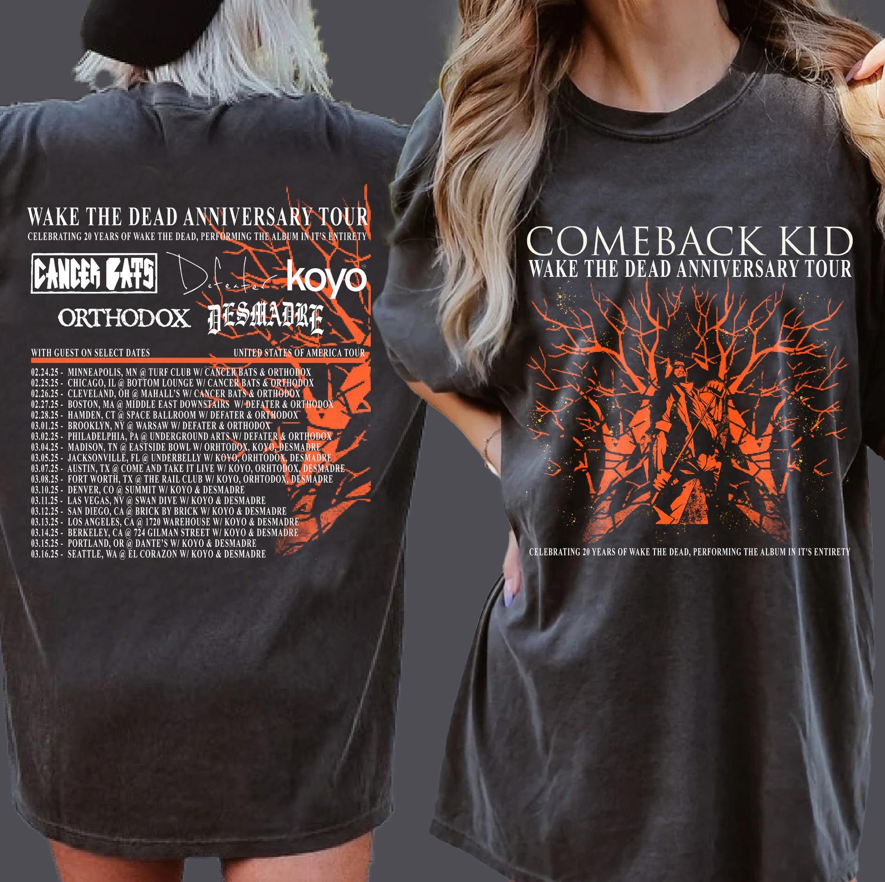 Comeback Kid Shirt, Sweashirt Comeback Kid, Hoodie Comeback Kid, Wake The Dead AnniversaryTour20Th, Front And Back Merchandis