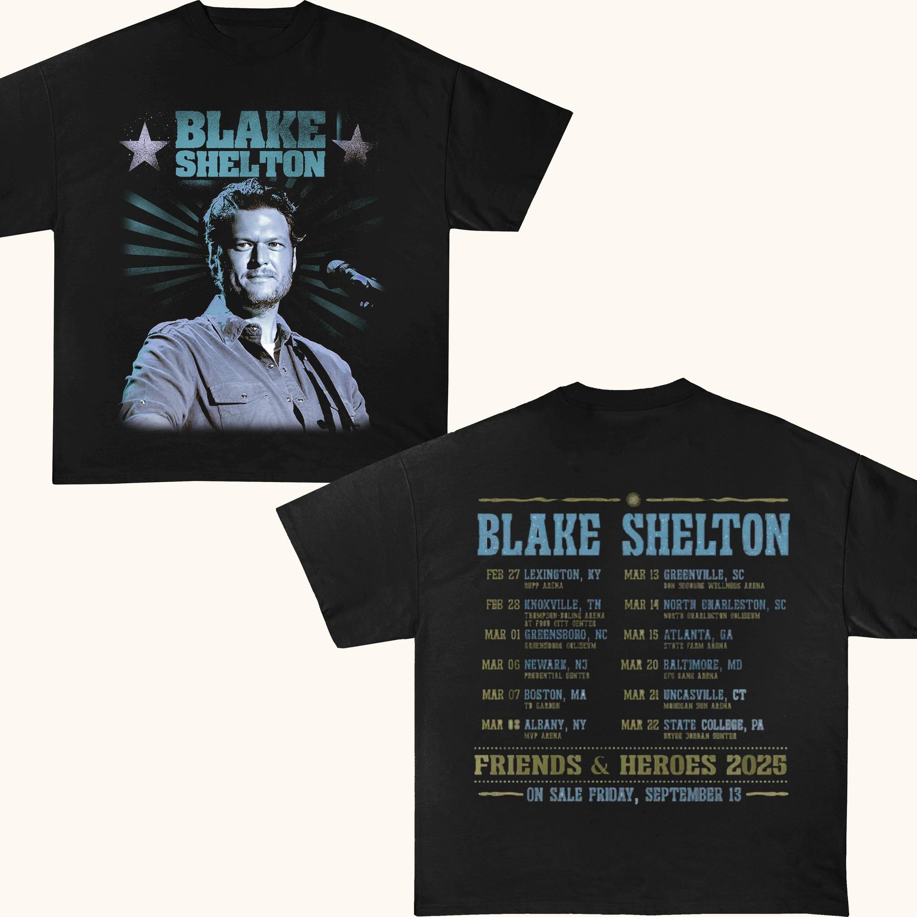 Blake Shelton Signature Shirt, Blake Shelton Friends And Heroes Tour 2025 Shirt, Blake Shelton Fan Gift, Blake Shelton Country Music Shirt