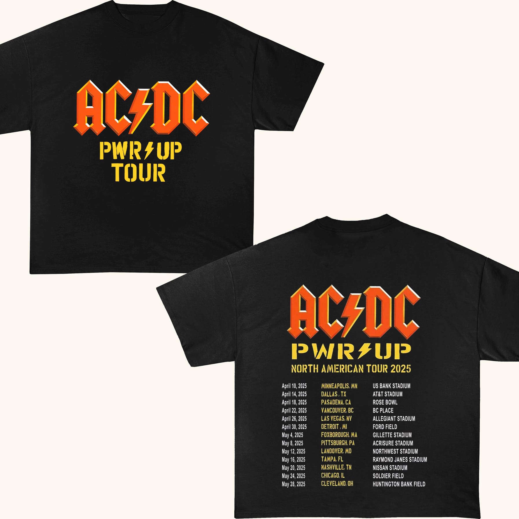 Rock Band Acdc Tour 2025 Shirt, Acdc Pwr Up World Tour 2025 Shirt, Acdc Band Fan Shirt, Acdc Merch