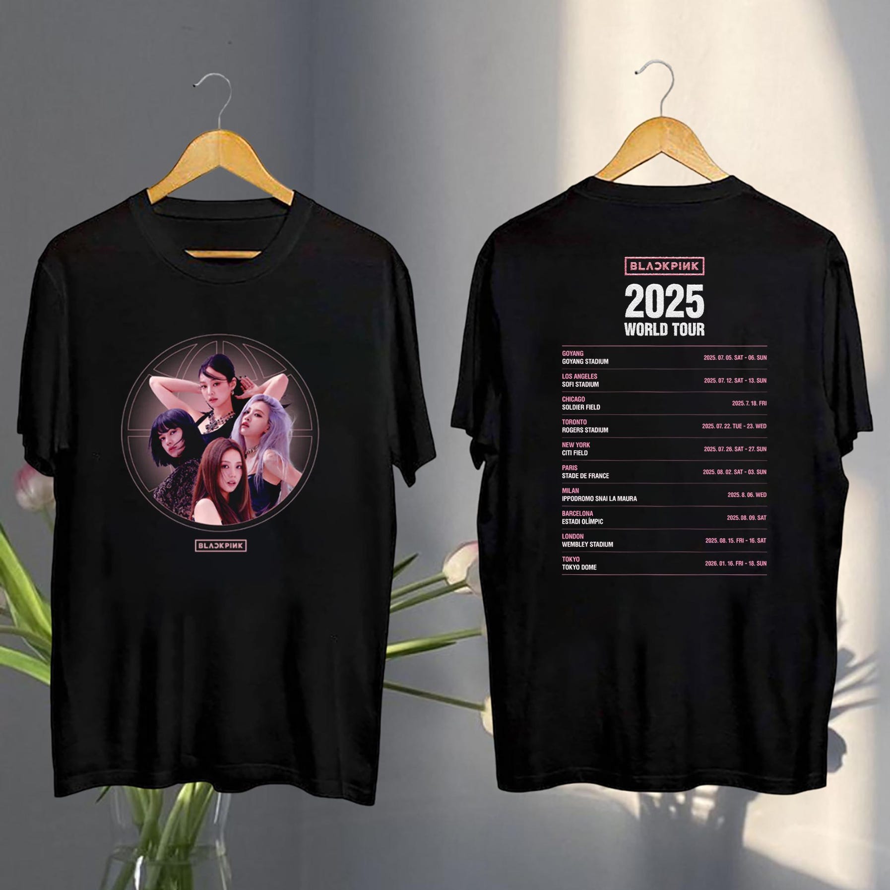 Black Pink 2025 Concert Tee, Black Pink World Tour 2025 Shirt, Jisoo Jennie Lisa Rose Blink Gift, Black Pink Shirt, Kpop Black Pink Merch